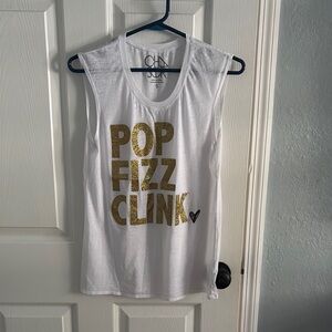 Chaser White Tank Top with gold glitter